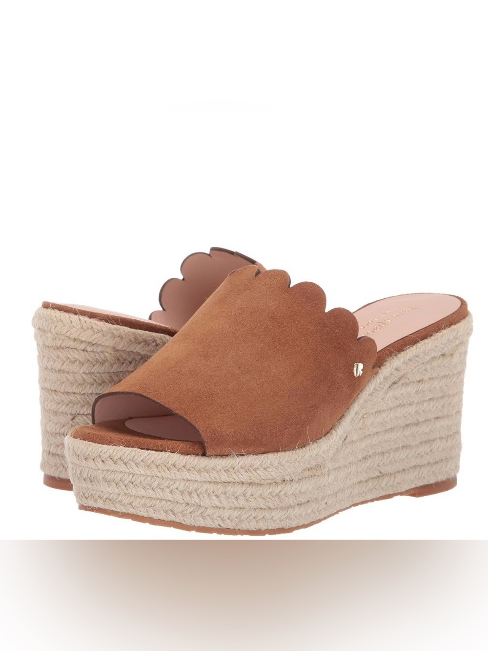 kate spade Brown Scallop Suede Espadrille Wedge Slide Size 8